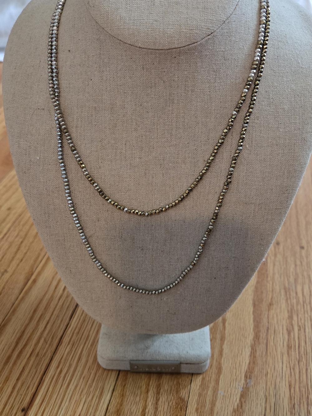 Stella & Dot Two-Strand Metallic Bead Necklace in Gold and Silver
